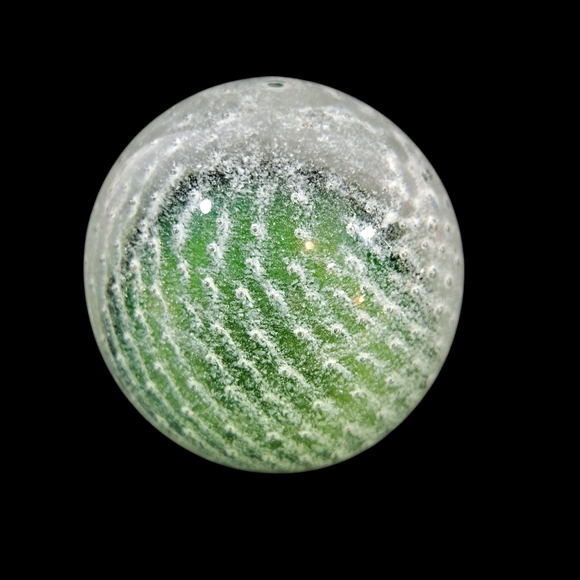 Vintage Green White Swirl Glass Paperweight Round 2 1/2" - Picture 1 of 5
